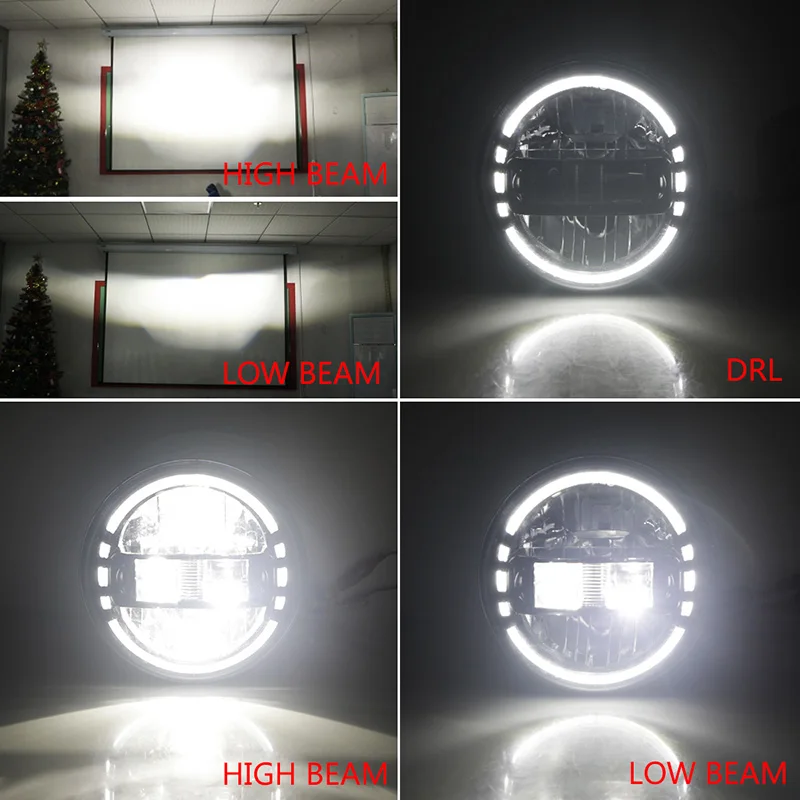 Lantsun J370 7Inch LED Headlights Aluminum Alloy Headlamp for Jeep for Wrangler JK07-17, 1-Pair