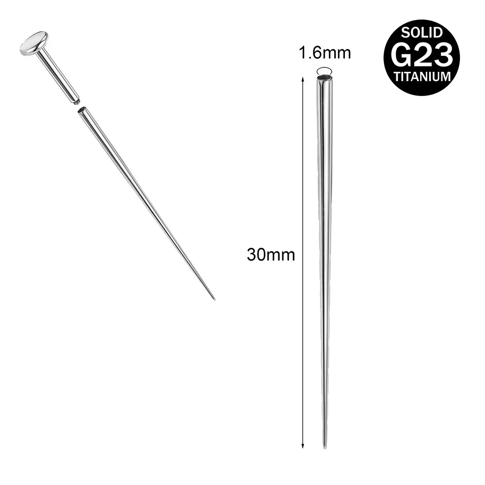 Titanium Nose Piercing Taper Insertion Pin, 14G-18G