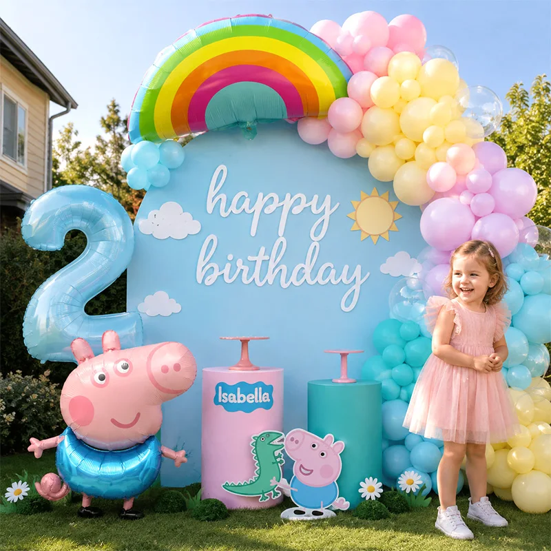 Peppa Pig Party-Ballon-Set Kindergeburtstagsdekoration Cartoon-Ballon-Girlande Party-Zubehör für Mädchen-Geburtstage