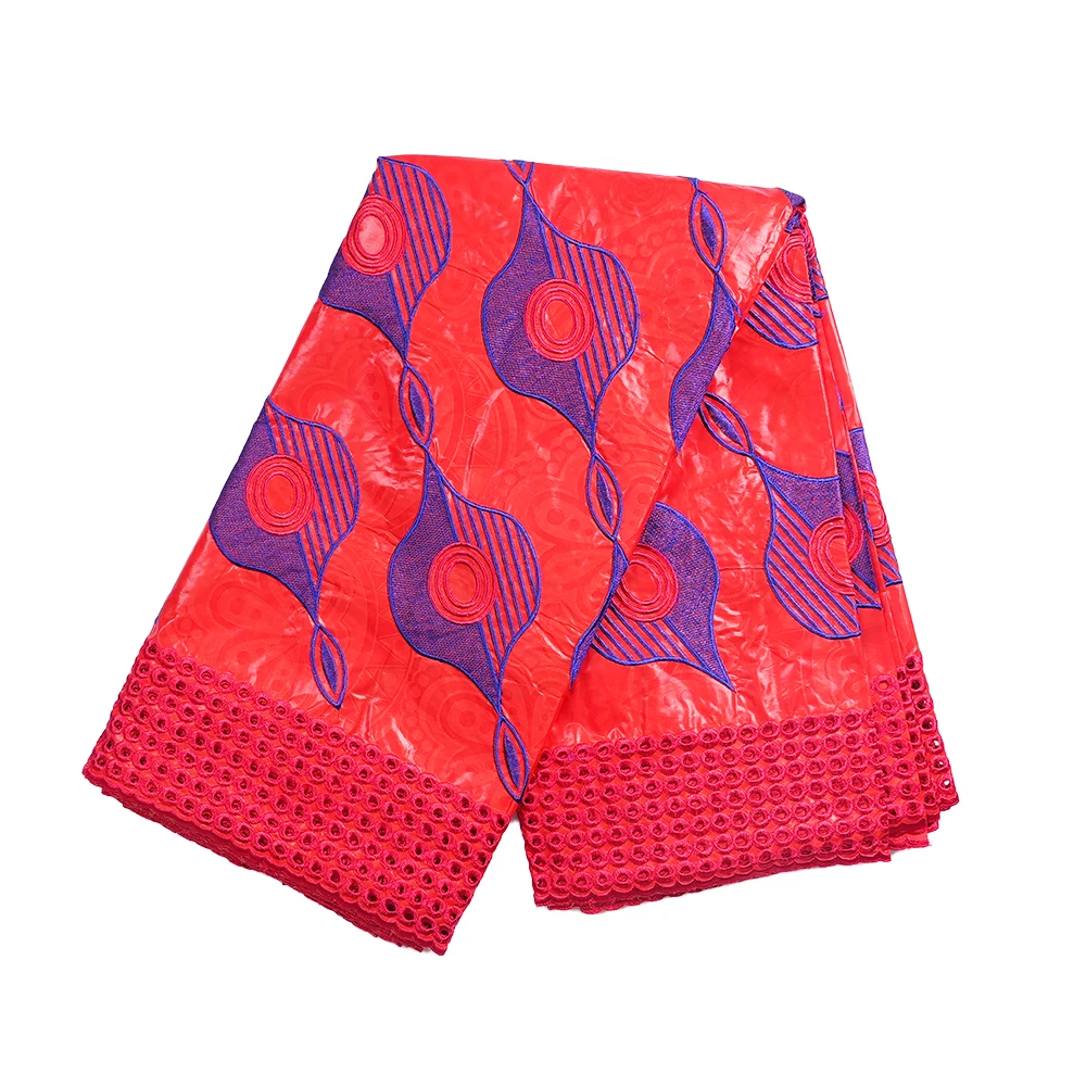 

Traditional African Fabric Bazin with Exaggerated Color Embroidery And Delicate Hollow Pattern 5 Yards per Piece
