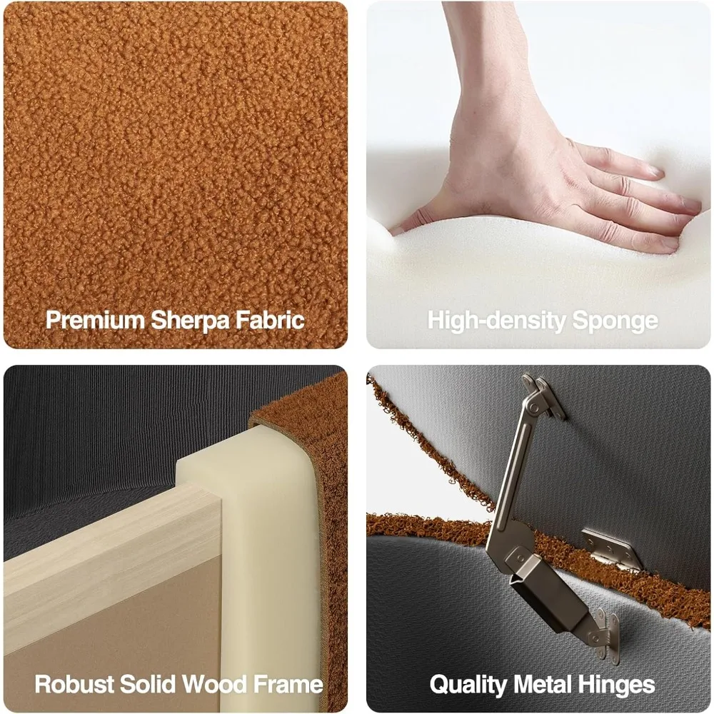 مسند تخزين من القطيفة مع أرجل معدنية ذهبية | مقعد المدخل العلوي ومقعد غرفة النوم | تخزين منجد باللون البني الإسبريسو #5
