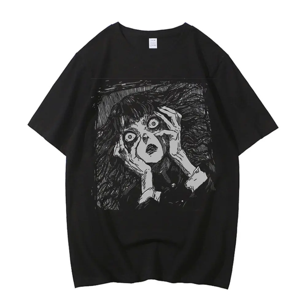 Junji Ito cotton t shirt male Y2k korean clothes graphic women Colorful high quality aesthetic Graphic University Trendy