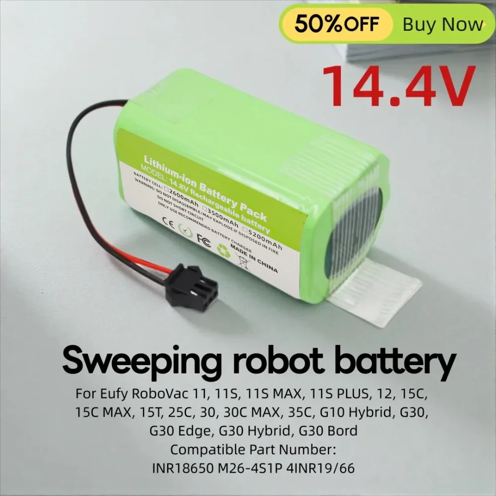 14.4V 2600mAh Rechargeable Replacement Battery for Eufy RoboVac 11 11S MAX 12 15C 25C 30 / Deebot N79 N79S DN622 Robot