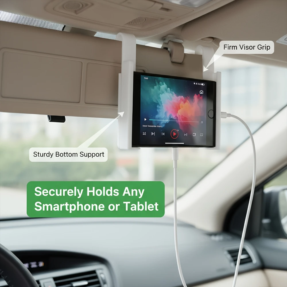 Universal Sun Visor Tablet Mount Car Phone Holder Plastic Clip Stand For Foldable Screen iPad GPS Navigation Bracket Parts Set image 2