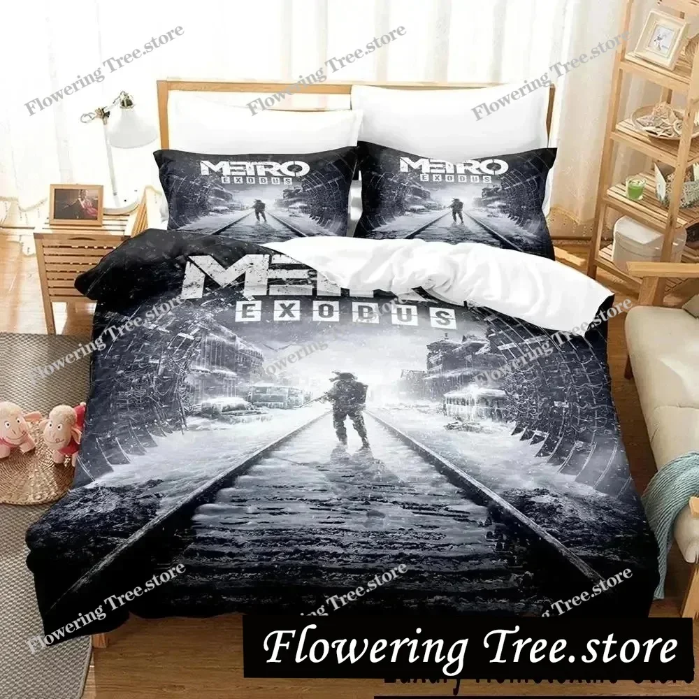 

3D Print Game Metro Exodus Bedding Set Duvet Cover Bed Set Quilt Cover Pillowcase Comforter king Queen Size Boys Adult Bedding