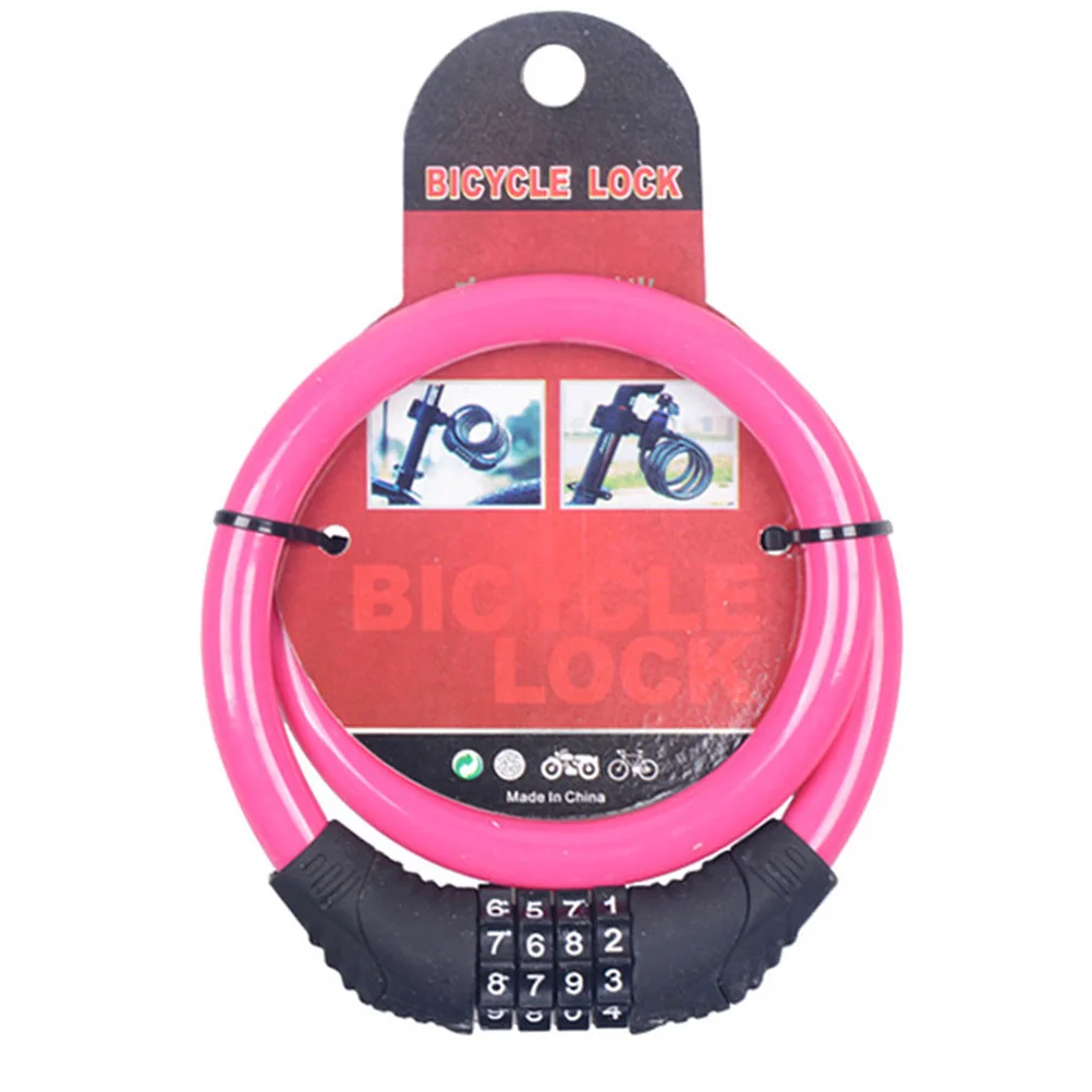 

4 Steel Cable Lock Cycling Heavy Duty Cable Combination Password Bike Cable Lock Cable Coded Chain Lock Pink