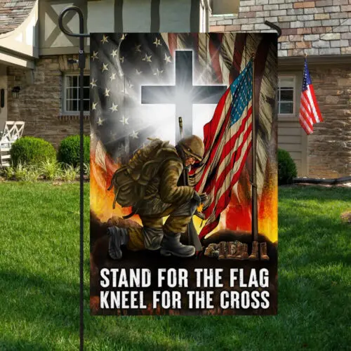 Veteran Flag Stand For The Flag Kneel For The Cross Veterans Day Garden Flag