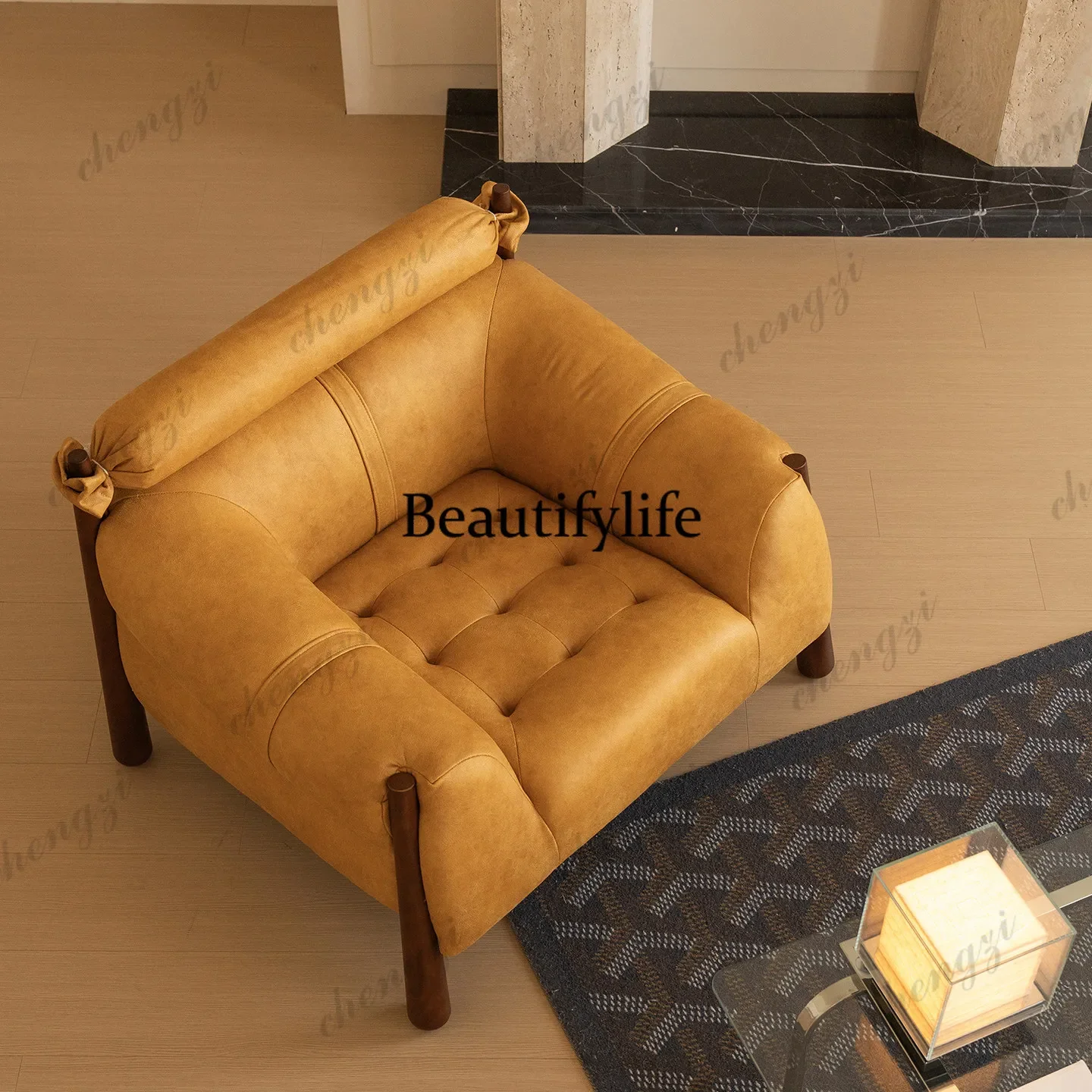 d178 Vintage single sofa Wrapped leisure chair Living room balcony Bedroom premium lazy back chair