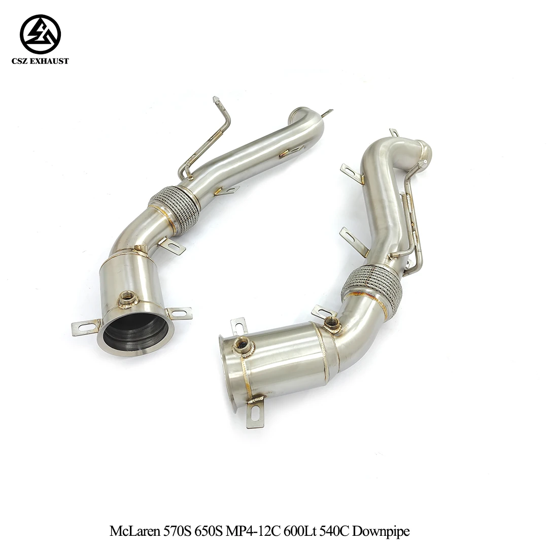 High Free Flow Catted Downpipe Fit For McLaren 570S 650S 540C MP4-12C 600Lt SS304 Brushed Exhaust Pipes Without Heat Shield