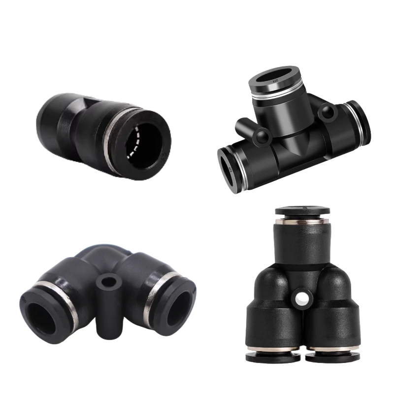 Acoplador de conexión rápida neumática, Kit de montaje de aire de empuje para conectar para tubos de 4/6/8/10/12/16mm, manguera de nailon PU PY PE PV, tubería de agua