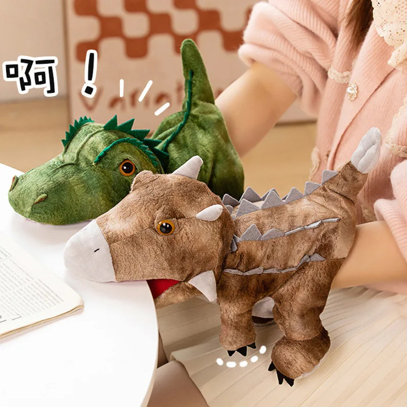 New 11 style Dinosaur Hand Puppet Plush toys Kindergarten performance Jurassic Raptor Realistic Triceratops Tyrannosaurus