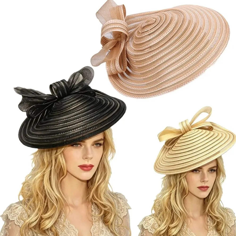 

Bow Decoration Mesh Fascinator Headband Hat 9cm Wide Brim Headband Style Wedding Bridal Fascinator Elegant Vintage Breathable