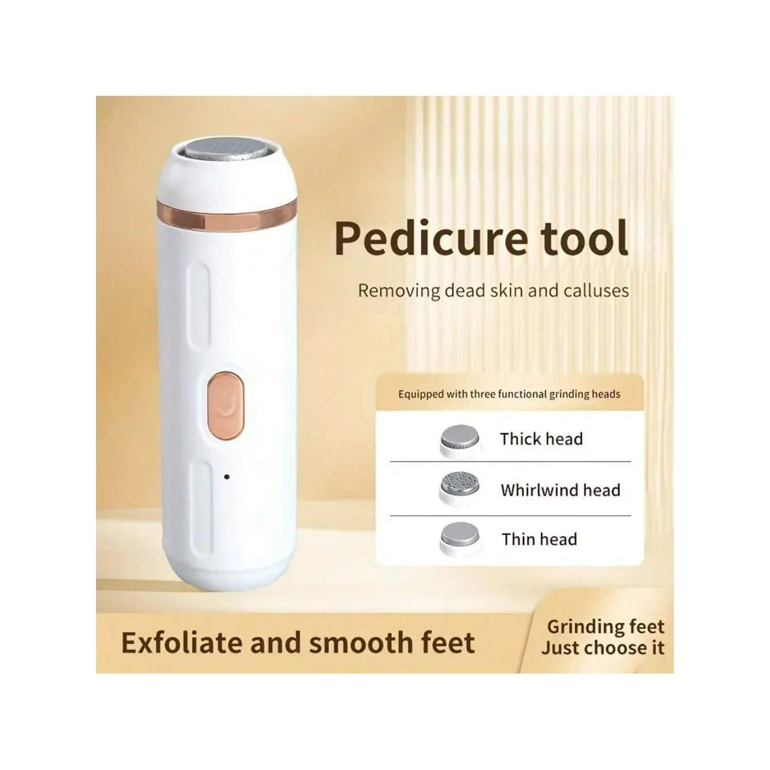 مطحنة قدم قابلة لإعادة الشحن عبر USB مع مكنسة كهربائية - مزيل مسامير القدم المقاوم للماء ومقشر الجلد الميت