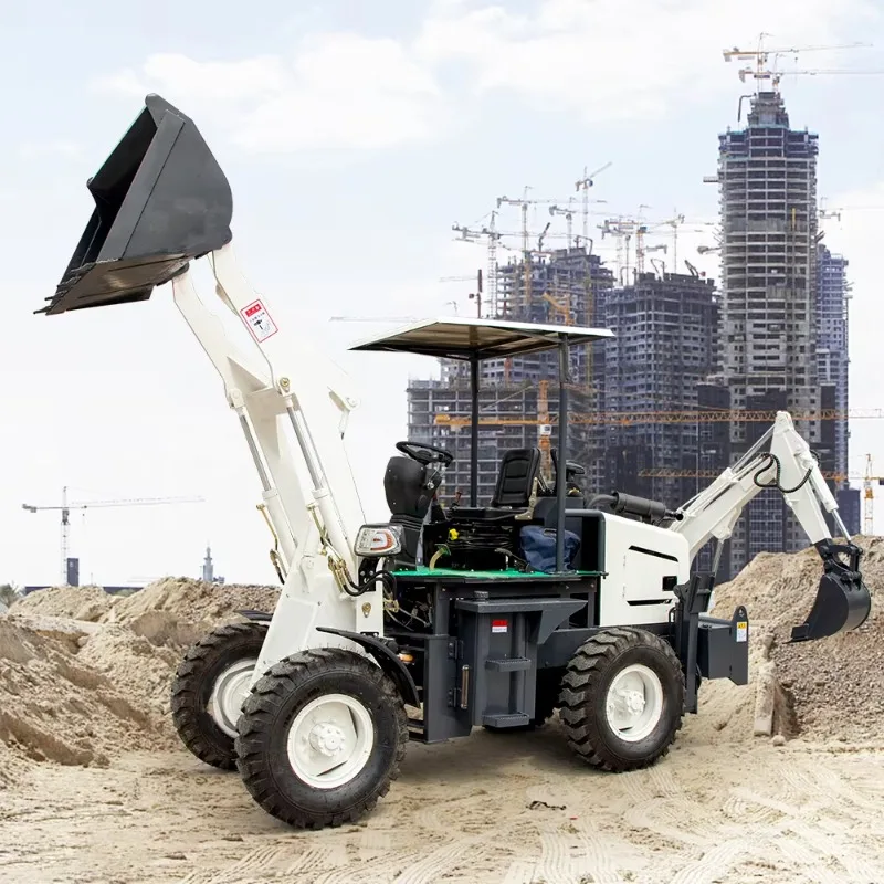 Chinas neuer Traktor, ausgestattet mit einem Bagger- und Frontlader 4x4 4WD Mini