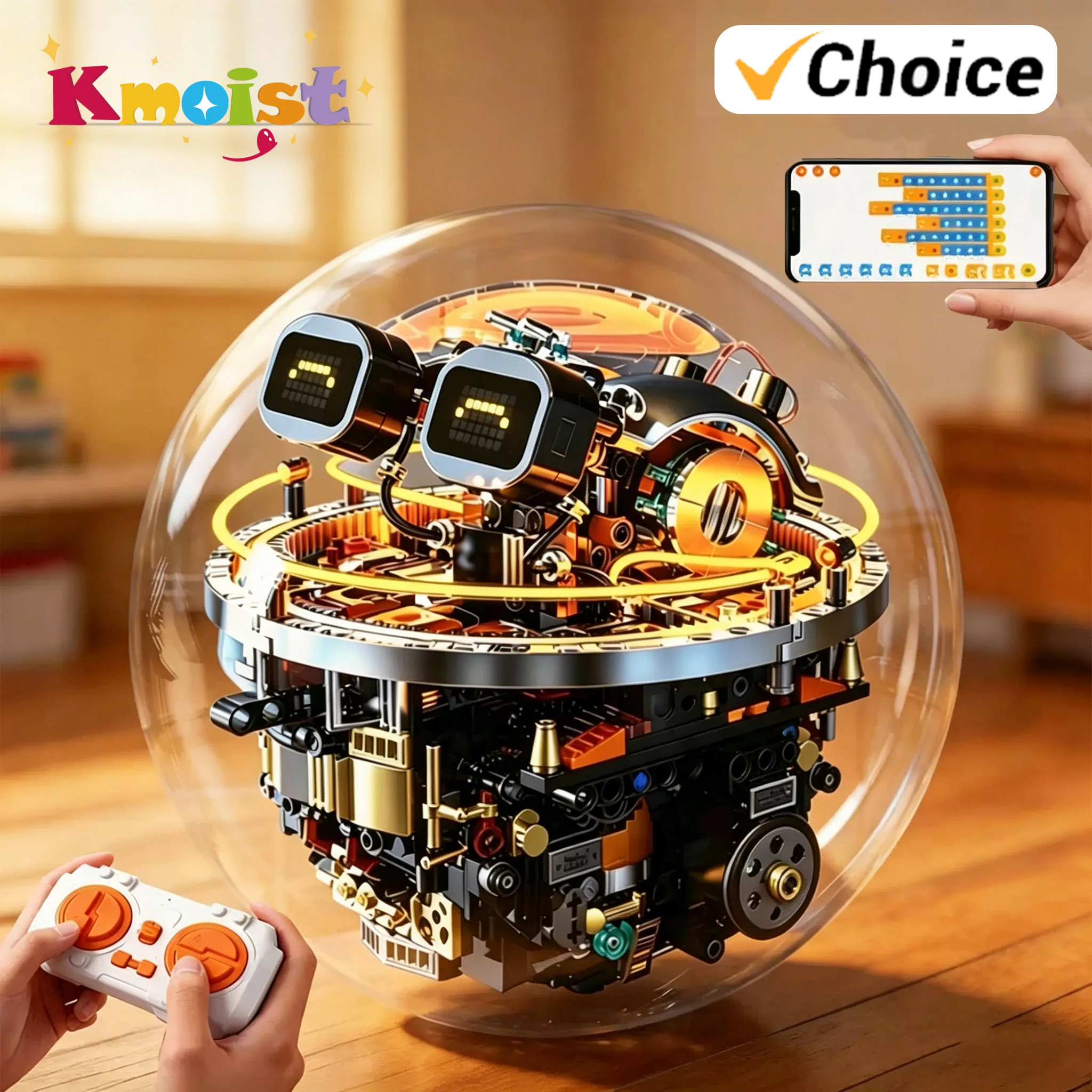 

Programmable Sci Fi Robot Ball Remote Control Dynamic Building Blocks Assembly Smart Electronic Toy Creative Tech Birthday Gifts
