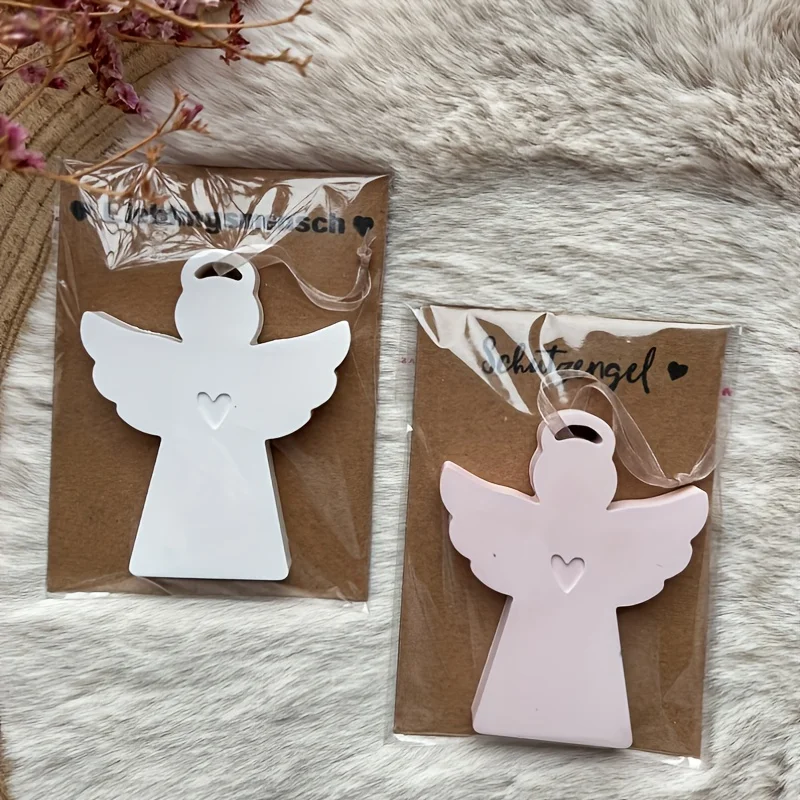 

Christmas Gift Silicone Molds 2pcs - Heart Angel Pendant for Epoxy Resin, Plaster, Drip Glue and Cement Home Decor