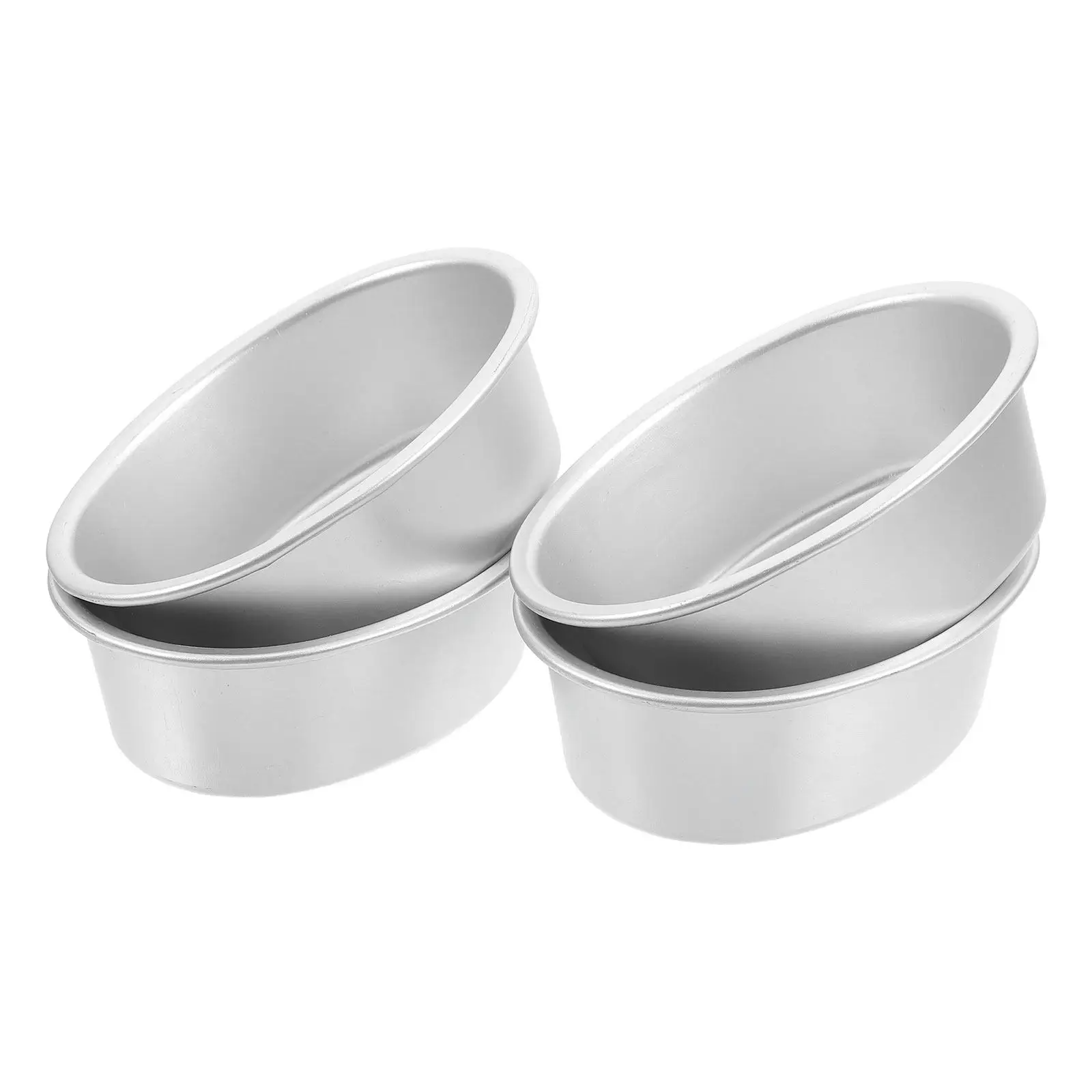 4Pcs Oval Cheesecake Mold Food-Grade Anodized Aluminum Alloy Non-Stick Baking Pan Ideal for Light Desserts Small Loaves Baking