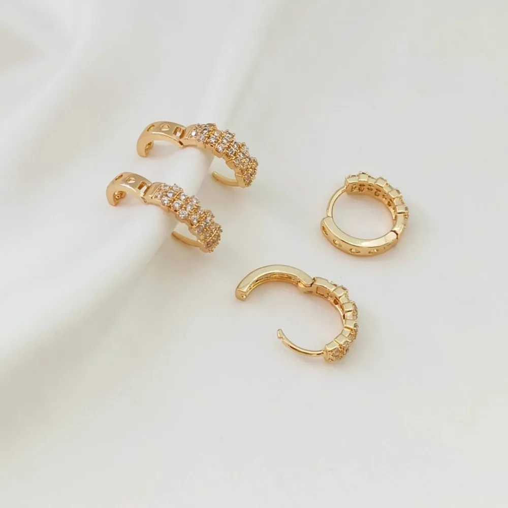 14K Gold-plated Zircon Inlaid Ear Clip Earrings and Earrings, Diy Handcrafted Ear Buckle Accessory Materials