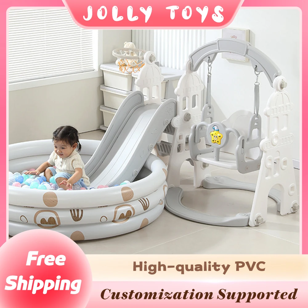 Playground Swing with Playpen and Slide Child-friendly Safety Design for Indoor Use
