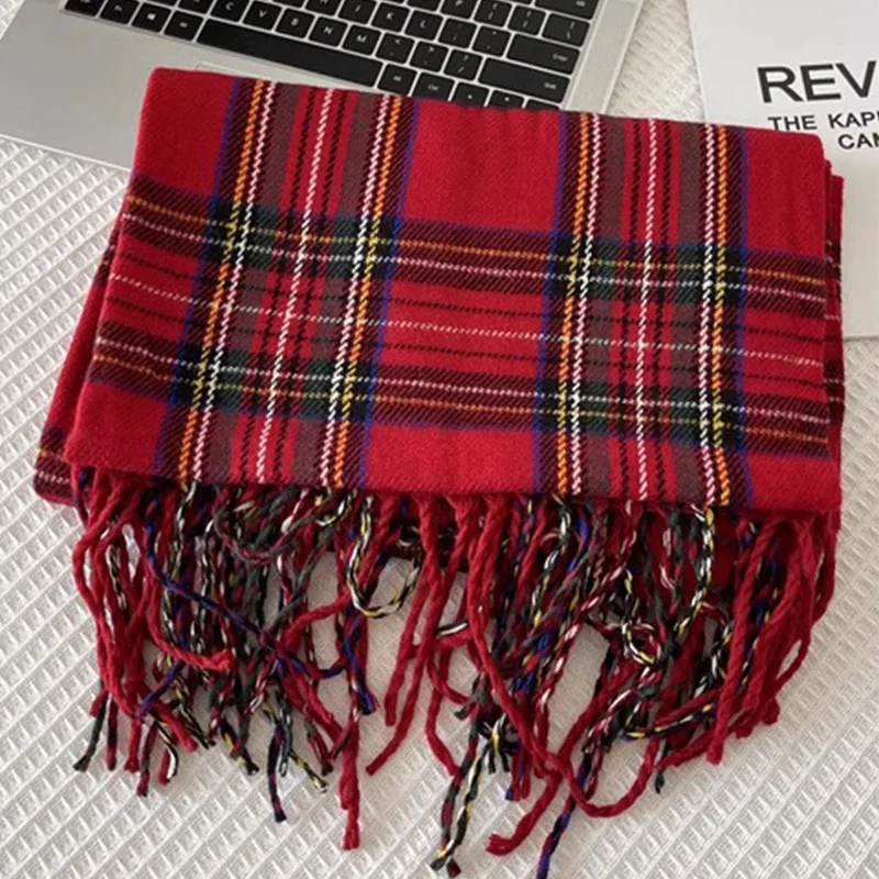 New 2024 Women Scarf Autumn Winter Vintage Preppy Style Plaid Wrap Scarve Pashmina Mujer Femme Foulard Bufanda Shawl Unisex