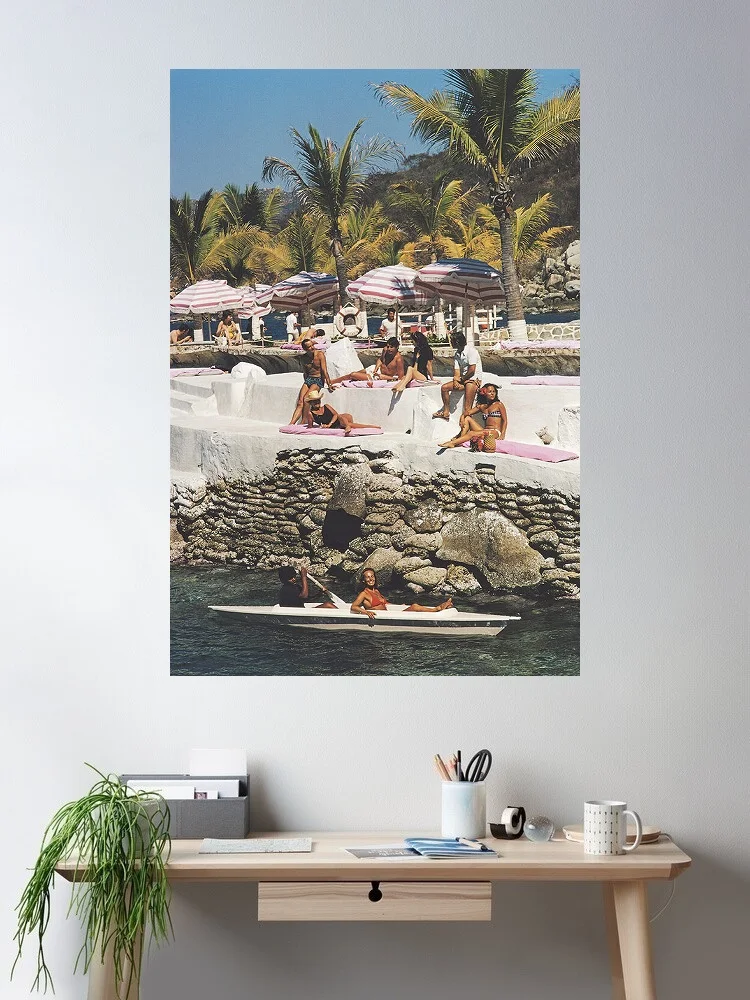 Slim Aarons 'La Concha Clientele', Print Art Canvas Poster, Living Room, Home Wall Decor Picture