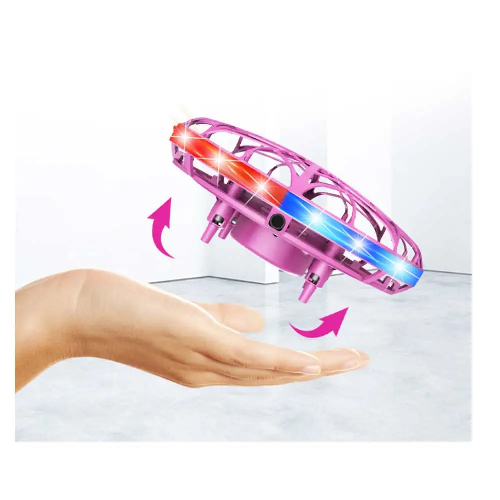 HWRC Drone RC Mini untuk anak-anak, Drone remote control induksi sensor tangan UFO dengan lampu LED, mainan isi ulang daya USB untuk anak-anak