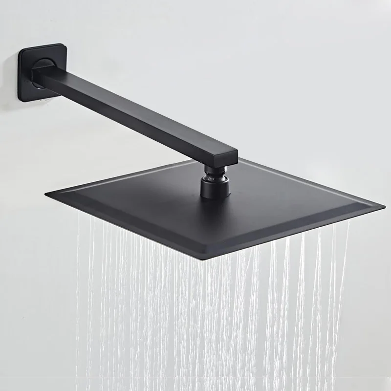 Imagem -06 - Praça Rainfall Shower Head Teto e Parede Mounted Chuva Grandes Chuveiros Preto Acessórios do Banheiro 12in Aço Inoxidável