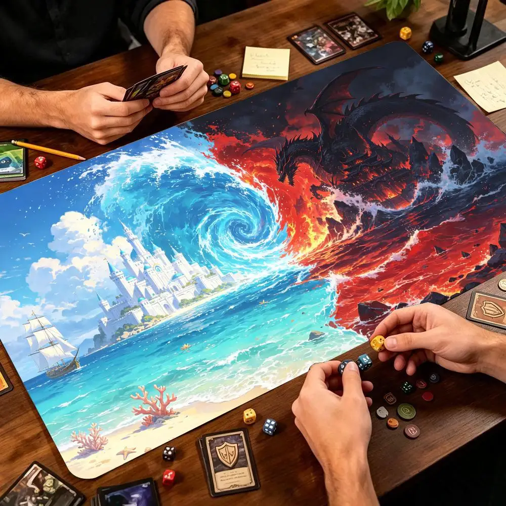 Heaven Hell Landscape Portal Vortex Castle Dragon Epic Fantasy Large Gaming Playmat Non Slip Rubber Base XXL Desk Mat for PC