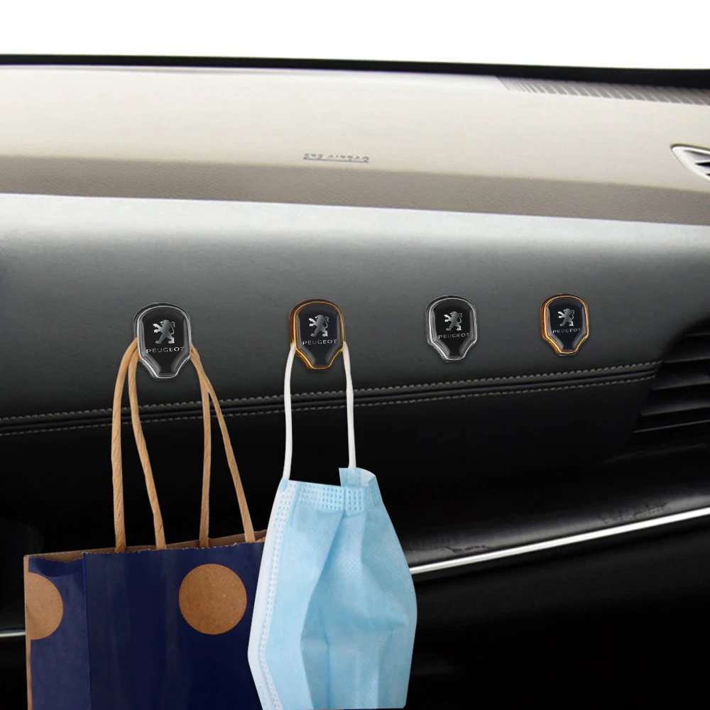 2Pcs 3D Metal Car Interior Bag Wire Earphones Storage Hooks Stickers For Peugeot 205 206 207 208 407 406 4008 301 307 308 2008