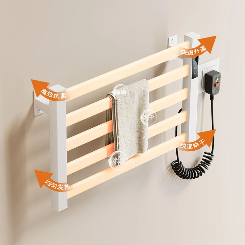 Electric Carbon Fiber Heated Towel Rack Wall Mounted Bathroom Smart Dryer Constant Temperature Control Warmer for Bath Towels