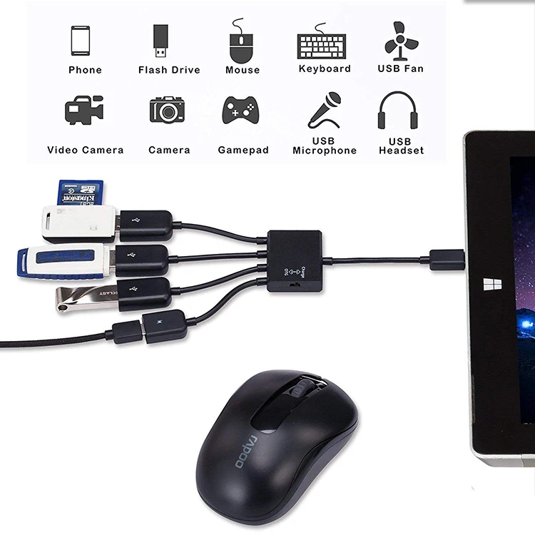 4 Port USB OTG Host Hub Adapter Kabel Micro USB OTG Ladung HUB für smartphone und tablet