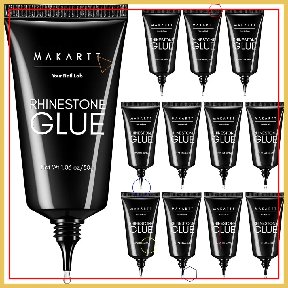 

12PCS 30ML Strong Gel Adhesive for Nails, Ideal for 3D Art, Gem Jewelry & Charm Decoration in Salon