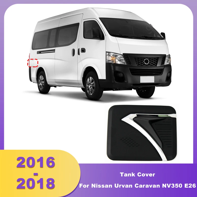 Tapa de Tanque de Combustible para Auto, Negra con Cromado, para Nissan Urvan Caravan NV350 E26 2016 2017 2018
