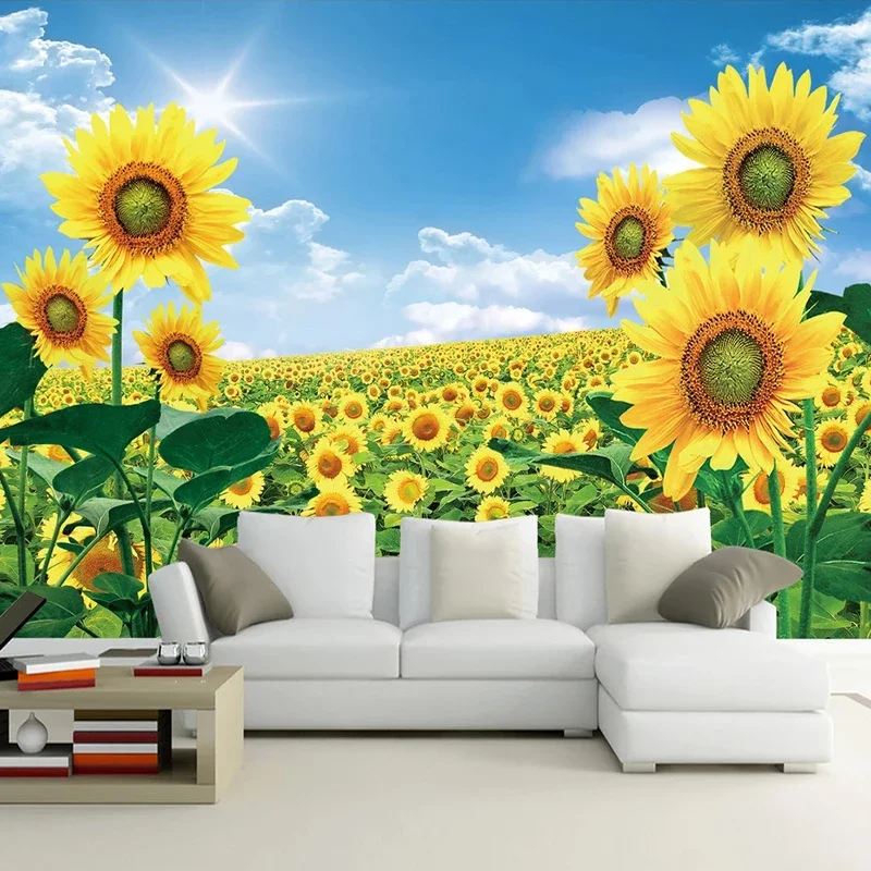 

Custom 3D Wall Murals Wallpaper Sunflower Photo Painting Pastoral Bedroom Living Room Sofa TV Background Home Decor Tapety Art