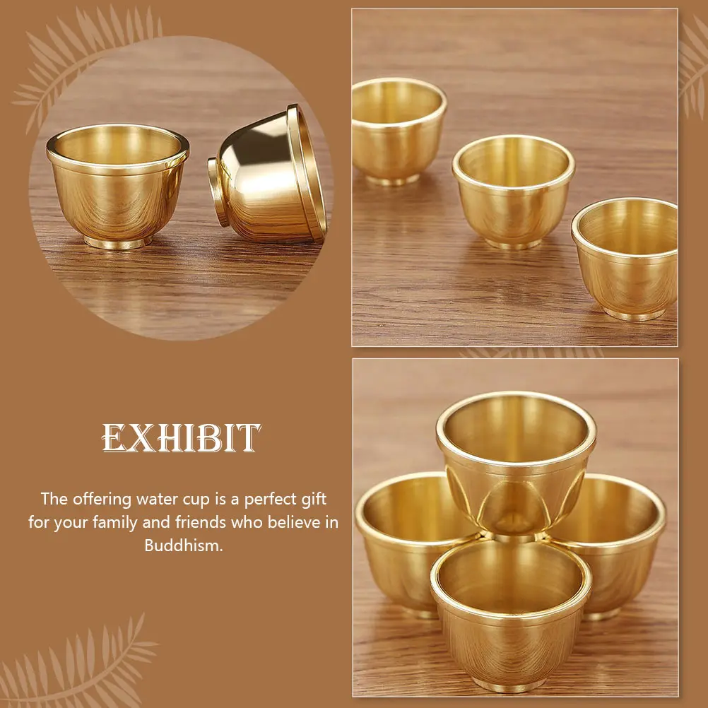 

Copper Water Cup for Worship Temple Supply Decorative Holy Container Vintage Buddist Accessory