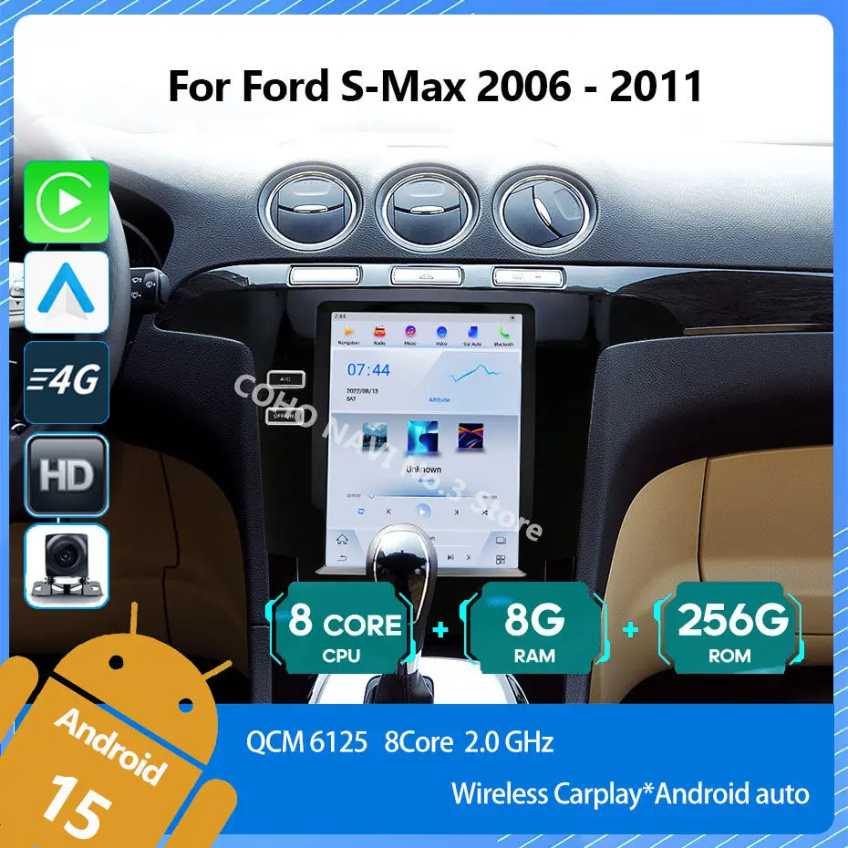 COHO Für Ford S-Max 2006-2011 Carplay Android Auto Android 15 QLED Octa Core 8+256G Auto-Multimedia-Player Stereo-Radio