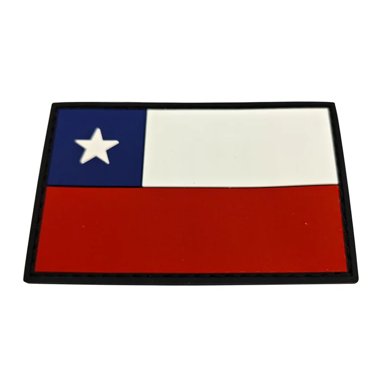 Chile National Flag PVC Rubber Patches Embroidery Flag Backpack Stickers Emblem Clothing Badges Hat Accessories Bags Appliques