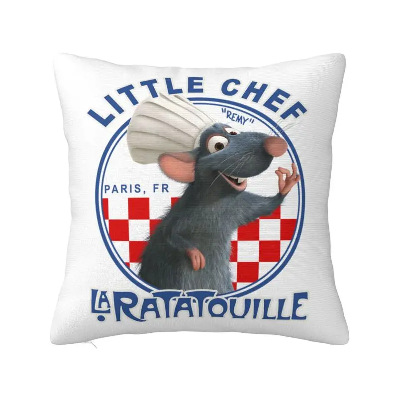 Nordic Style Little Chef Ratatouille Remy Cushion Cover 40x40cm Velvet Pillow Case for Car Square Pillowcase Decoration