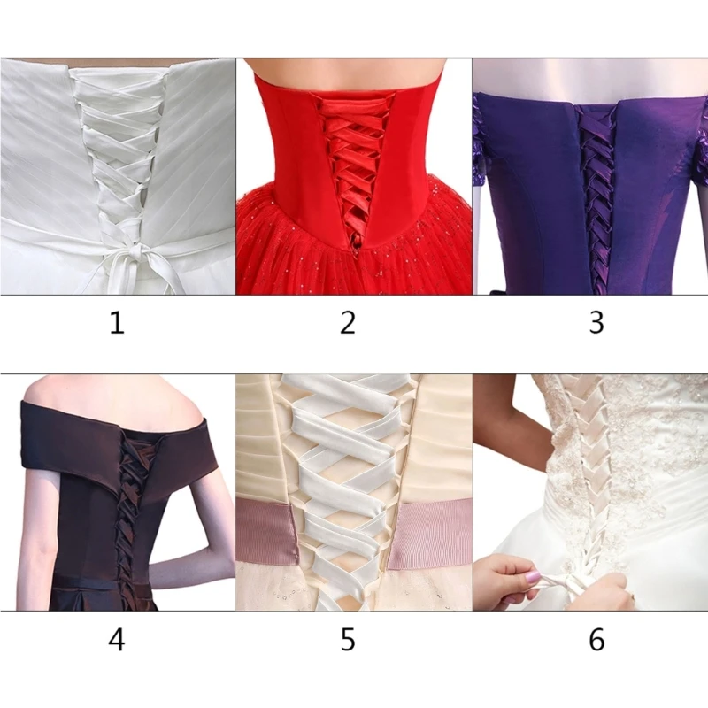 652F 118Inch Wedding Dress Zipper Replacement Adjustable Corset Back Lace-Up Sati