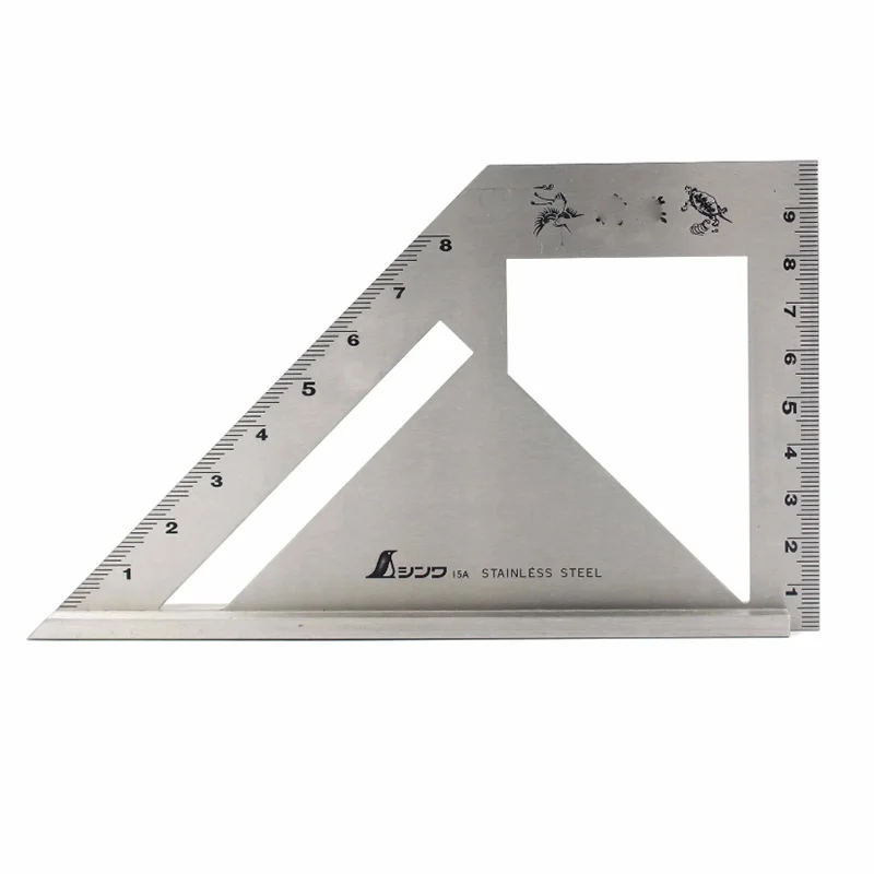 SHINWA Factory With 45 Degrees 90 Degrees And 15cm Back With The Same Scale Stainless Steel Square High Precision 62006
