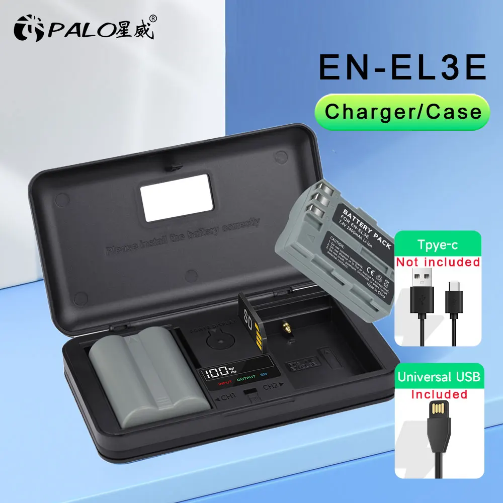 

EN-EL3E ENEL3E Battery Charger Case, SD Card/Battery Holder for Nikon D90 D80 D300 D300s D700 D200 D70 D50 D70s D100 D-300 D-9