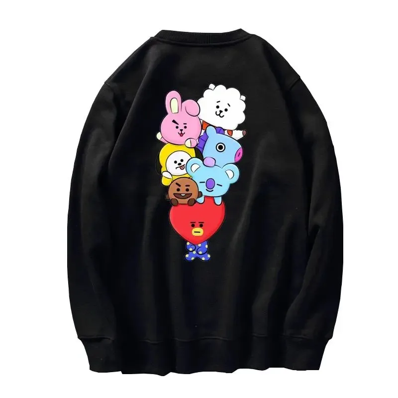 Nieuwe BT21 Verdikking Ronde Hals Sweatshirt Trui Anime Kawaii Meisjes Jongens Losse Warme Hoodies Top Geschenken