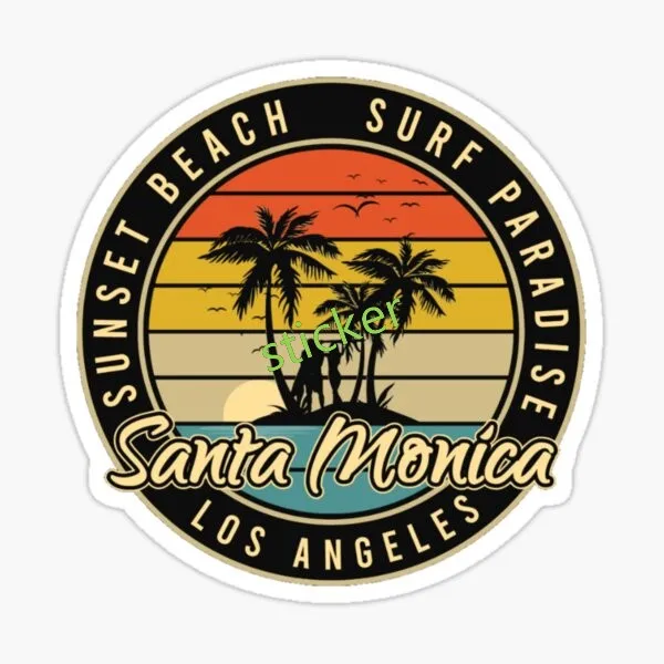 

Reflective Funny Stickers Santa Monica Fashion Racing Vinyl Decal Sticker Waterproof Car Accessories Window Laptop