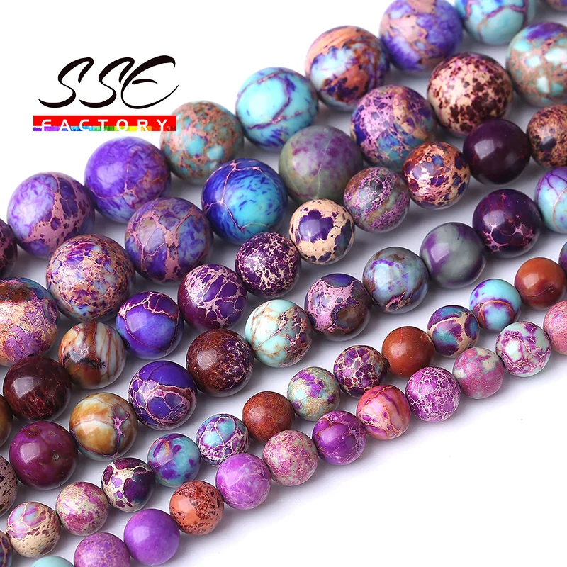 A+ Natural Galaxy Sea Sediment Jaspers Stone Beads For Jewelry Making Round Beads DIY Bracelets Necklaces 4 6 8 10 12mm 15
