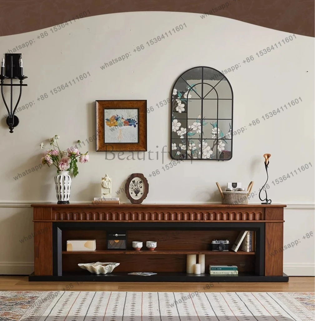 

Medieval style fireplace TV cabinet floor-to-ceiling locker integrated living room home light luxury high-end coffee table combi