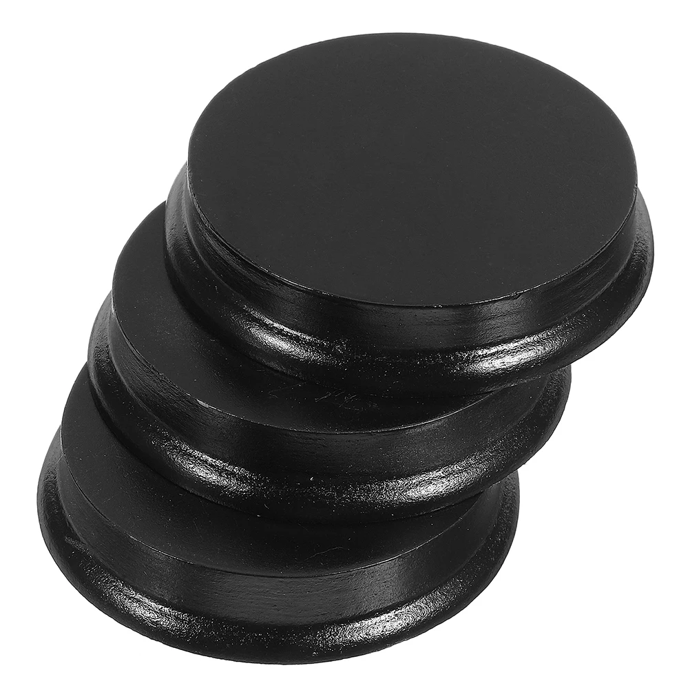 

4 Wooden Mini Display Base Diy Base Round Black Sturdy for Collectibles DIY Miniature Action Figure Stand Display