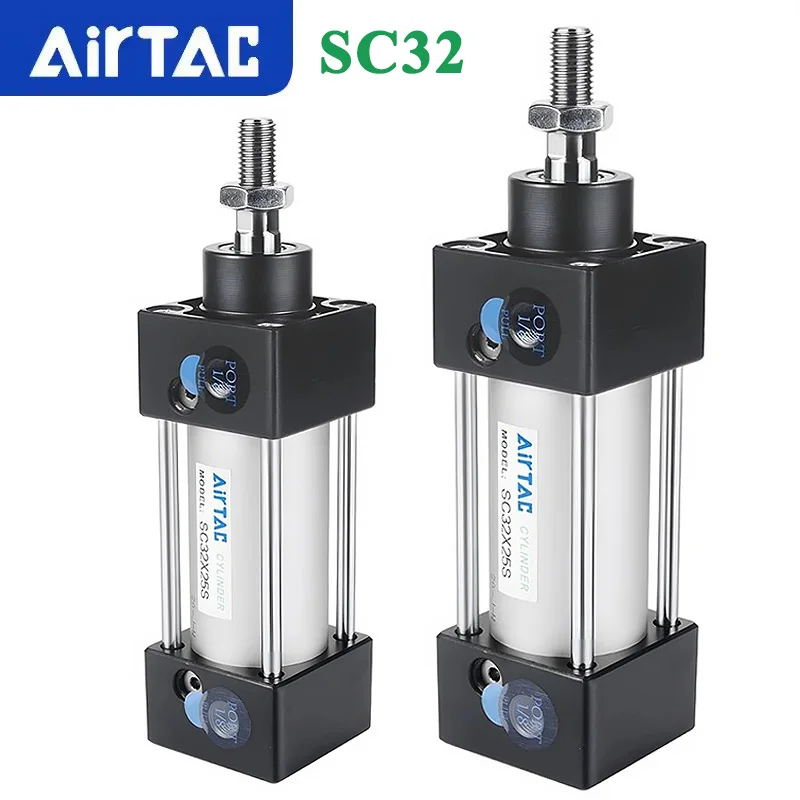Original AirTAC SC32 High Thrust Standard Pneumatic Cylinder Small With Magnet SC Bore 32mm Stroke 25/50/75/100/300/500/1000mm-S