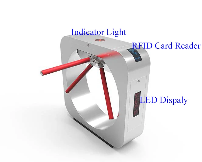 

Pedestrian Entry and Exit Semi-Automatic 304 Stainless Steel Fingerprint RFID Card Access Control System Tripod Turnstile