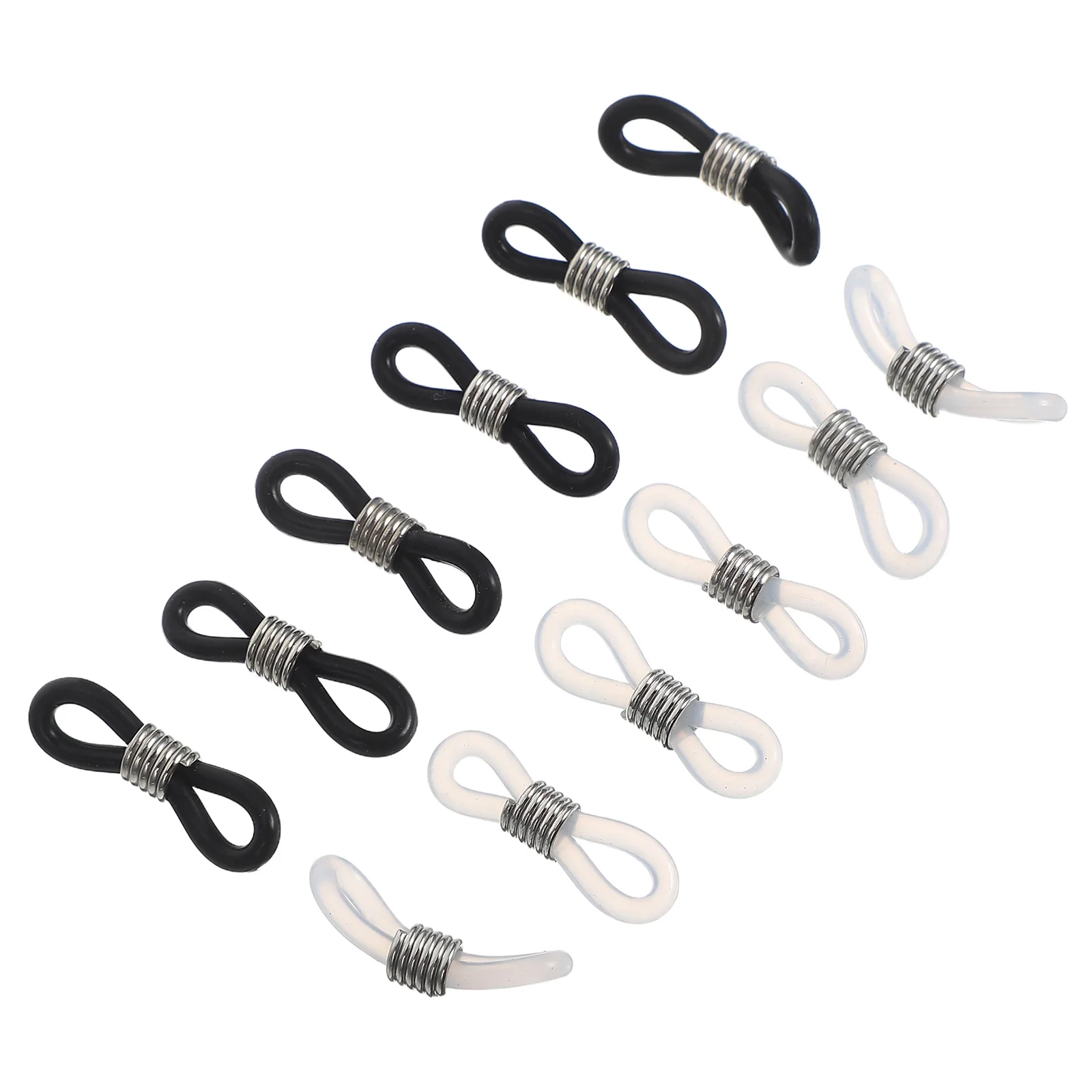 

12Pcs Eyeglasses Chain Rubber Connector Rings Black White Non Slip Adjustable Eyeglass Holder Strap Cord Anti Slip DIY Parts