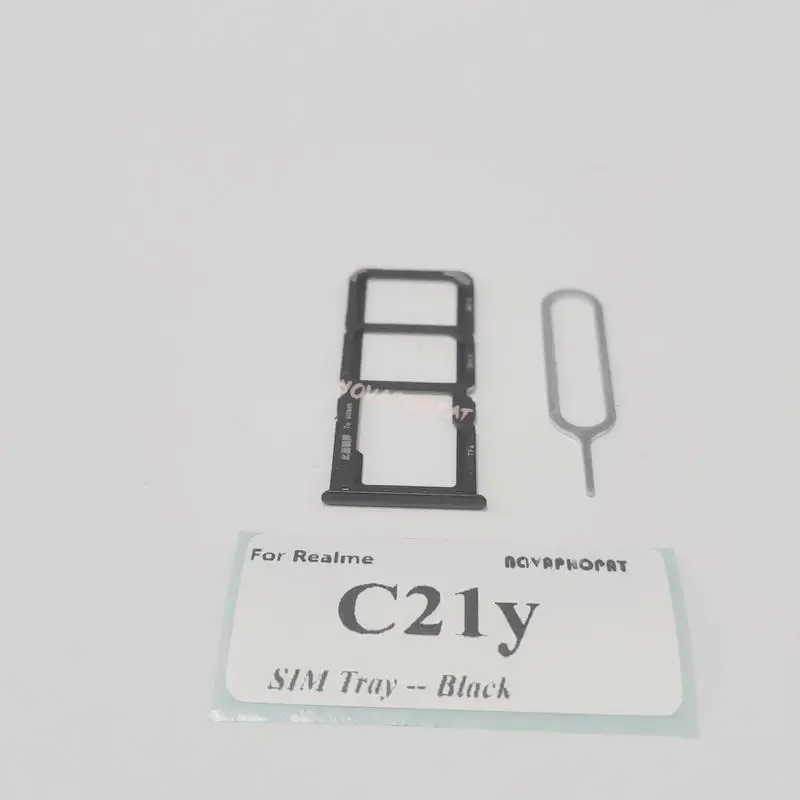 Novaphopat Brand New SIM Card Tray For Realme C21y SIM Holder Slot Adapter Reader Pin